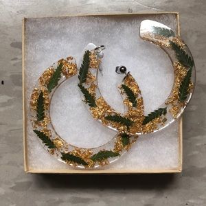 Gold Fern Hoop Earrings